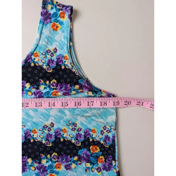 Vtg Jostar Floral Sundress Womens Medium Blue Colorful Cover Up Beachy Breezy - Picture 5 of 6